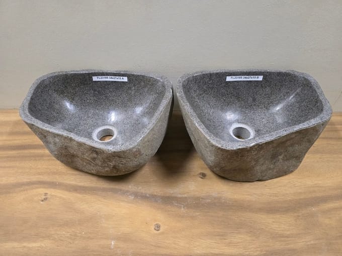 2 waskommen uit 1 steen - 34x27x15cm - FL23185