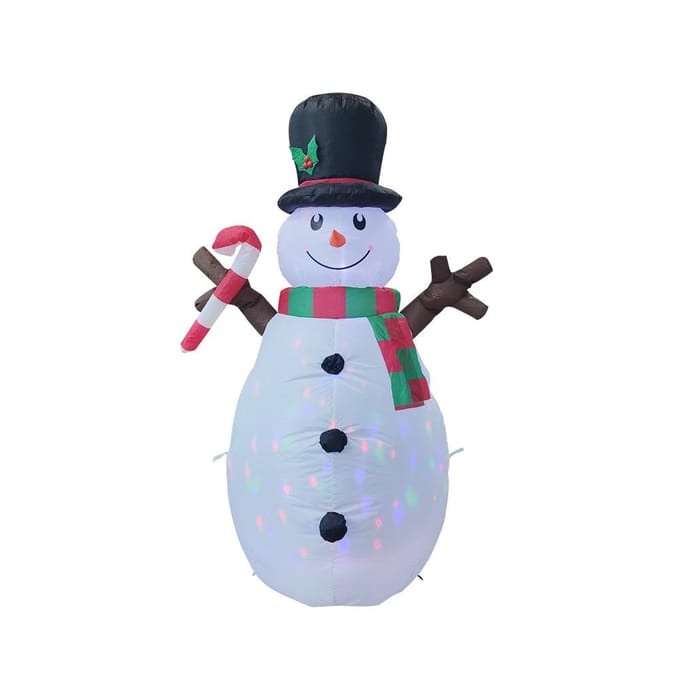 Kerst Opblaasbare Buitendecoraties Tak Sneeuwpop 5,2 FT Ingebouwde Roterende Meerkleurige UK Plug white