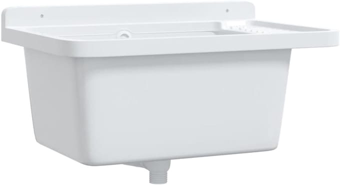 Wastafel Wandmodel 60x40x28cm Wit Hars - Wastafel Keuken en Badkamer