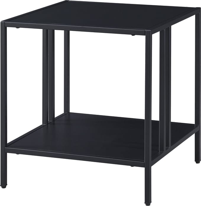 Bijzettafel Kumlinge met plank staal 47x45x45 cm zwart