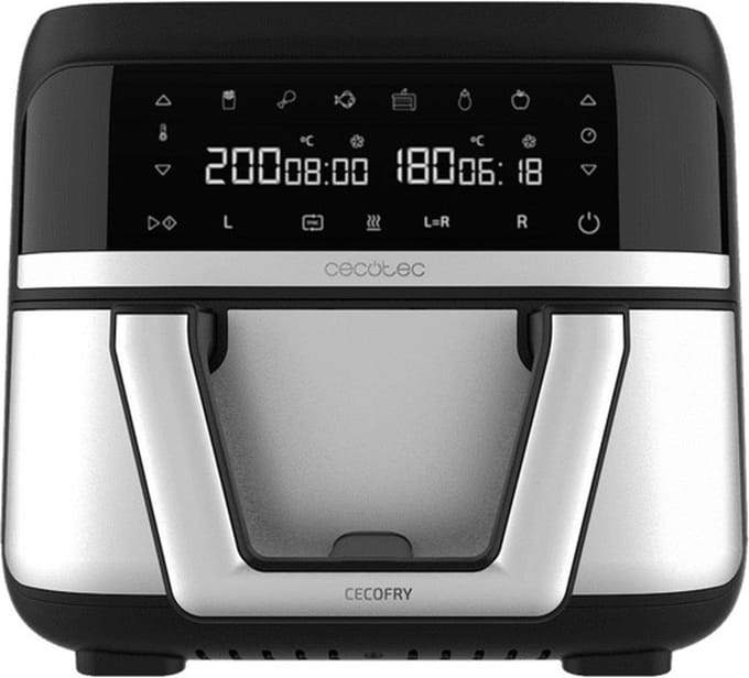 Cecotec Heißluftfritteuse 9 L CecoFry Advance Double. 2850 W, Kompakte, Digitale und ölfreie Diätfritteuse, zwei Körben mit Doppelter Temperatur und PerfectCook-Technologie