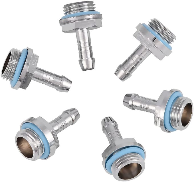 Virtubuy - PC Water Cooling - 6pcs Two-Touch Fitting - Compact en Flexibel - G1/4 Thread Barb Fitting - Verbinding voor Waterkoeling - Geschikt voor...