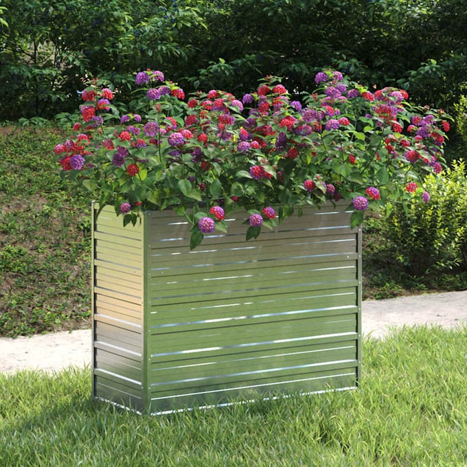 vidaXL - Plantenbak - verhoogd - 100x40x77 - cm - gegalvaniseerd - staal - zilver