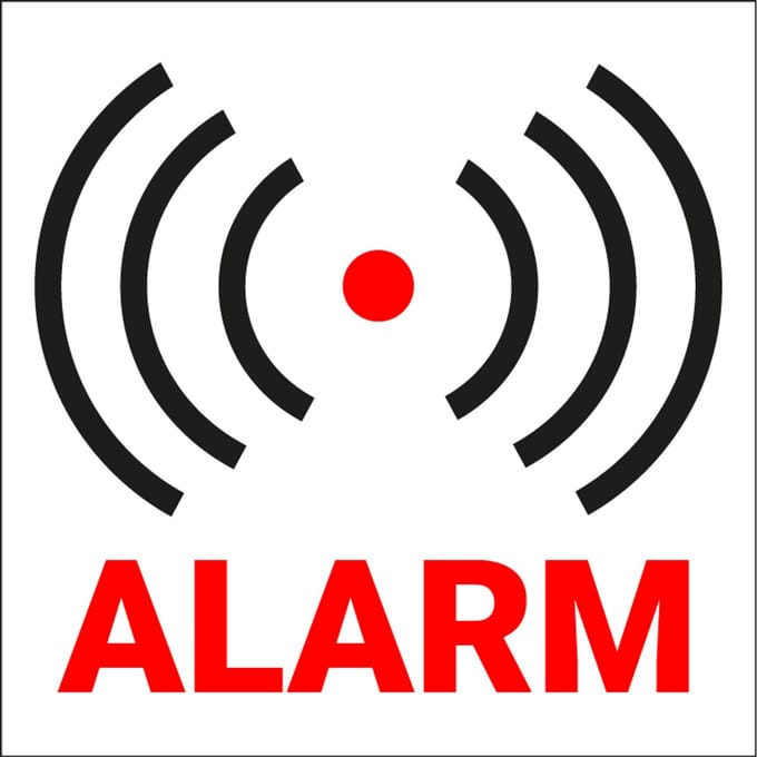 Alarm sticker 50 x 50 mm - 10 stuks per kaart