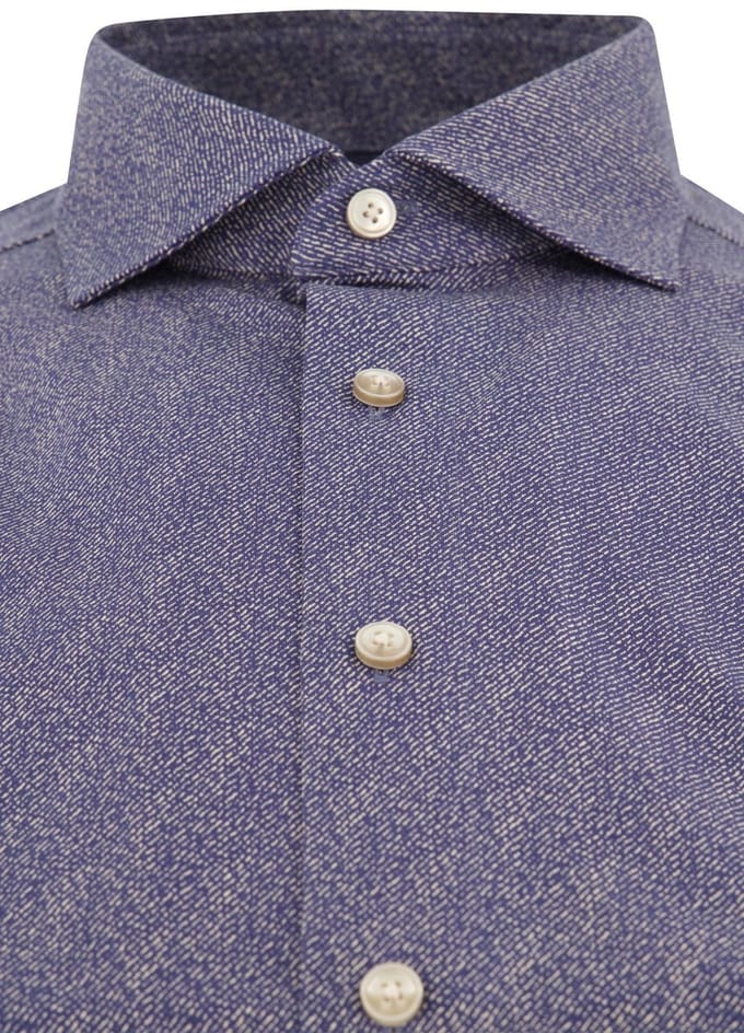 Overhemd Olymp blauw geprint wide spread boord