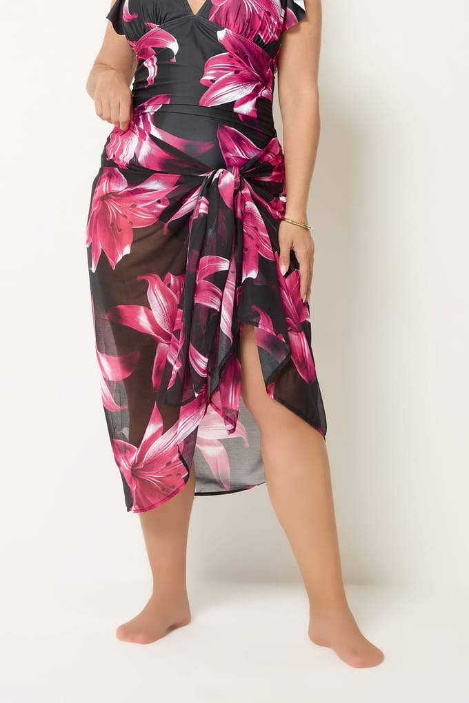 Yours Roze Bloemenprint Wikkelstrand Sarong Size One Size