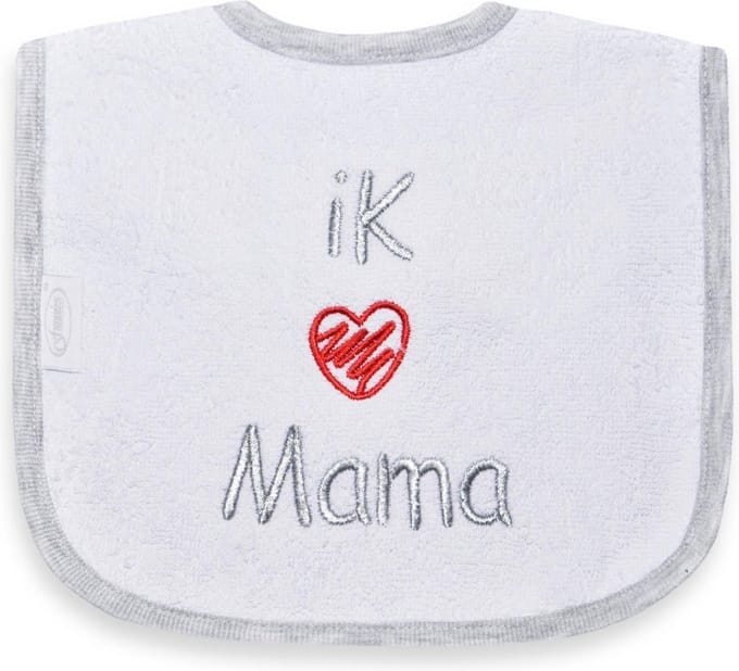Funnies Babyslabbertje Ik ♥ Mama Wit/Zilver 35192