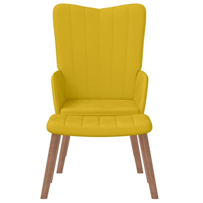 vidaXL - Relaxstoel - met - voetenbank - fluweel - mosterdgeel