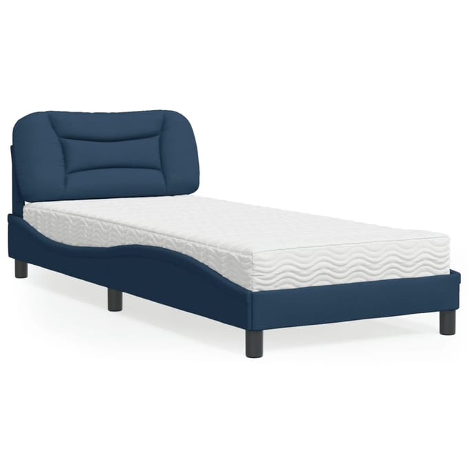 vidaXL - Bed - met - matras - "Hvar" - stof - blauw - 80x200 - cm