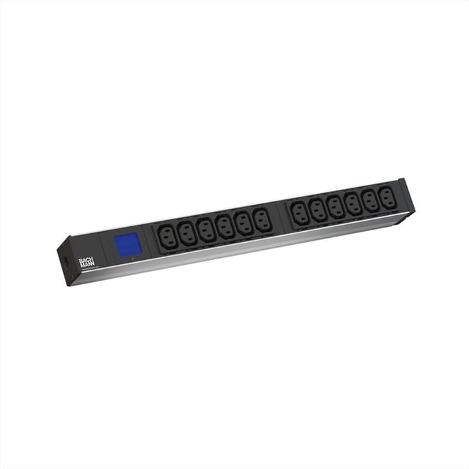 Bachmann 800.2055 19 inch Stekkerdoos voor patchkast 1 HE Apparaatcontactdoos C13 10A Zwart