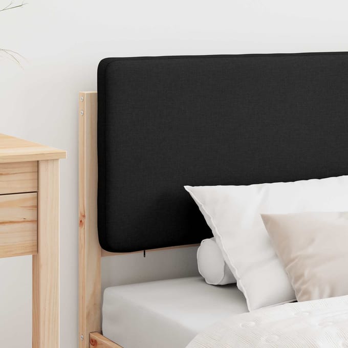 vidaXL - Bedframe - met - Gevoerde - Hoofdbord - Zwart - 100 - x - 200 - cm