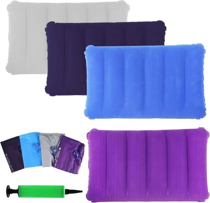 Opblaasbaar Kussen - Lucht Kussen - Reizen en Kamperen - Compact Opvouwbaar - 47 x 30 cm - Vier Kleuren