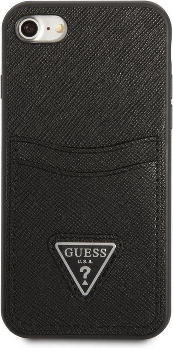 GUESS GUHCI8PSATPK iPhone 7/8 SE 2020 / SE 2022 hardcase black/black hardcase Saffiano Triangle Logo Cardslot