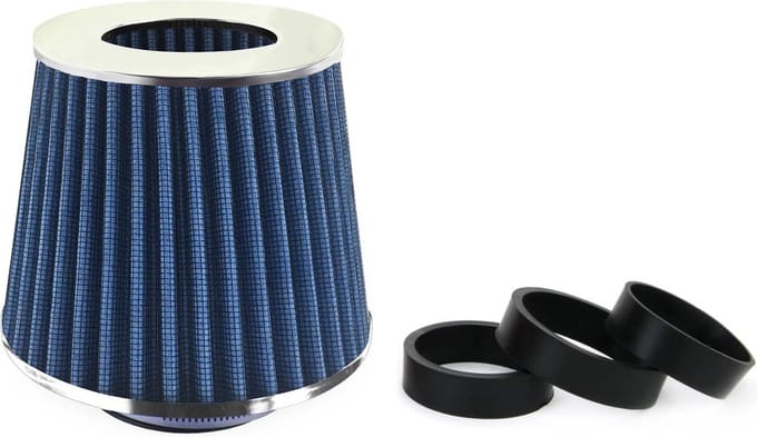 AMiO Open Luchtfilter Sport Filter met Cold Air Intake Blauw - Chrome [Sportfilter Powerfilter Universeel]