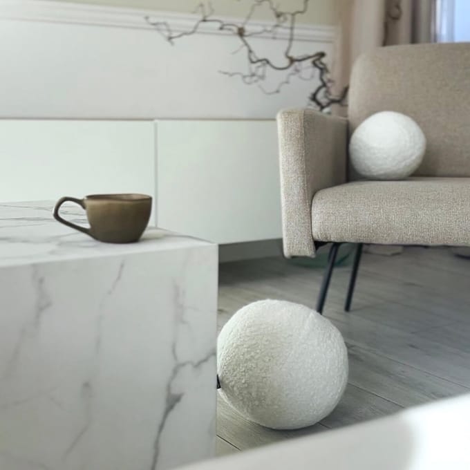 Decordruk Soft Loop Serie - Decoratieve Kussen - Biały - Pętelkowe Tkanina - Ø 30 cm