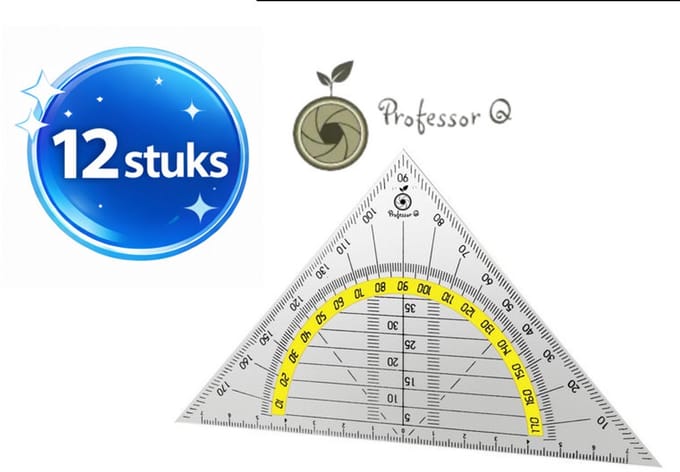 Professor Q - Geodriehoek - Transparant - 14 cm - 12 stuks
