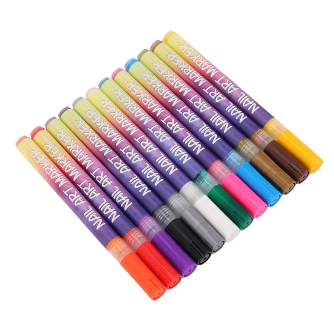12 Kleuren Nail Art Pennen Sneldrogende Acryl Nagellak Pennen voor Thuis Salon Manicure Gereedschappen beige