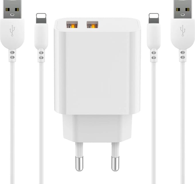 12w Oplader geschikt voor iPhone / iPad + Lightning naar usb kabel 1 meter - Usb adapter geschikt voor iPhone 14 13 12 11 X 8 7 SE