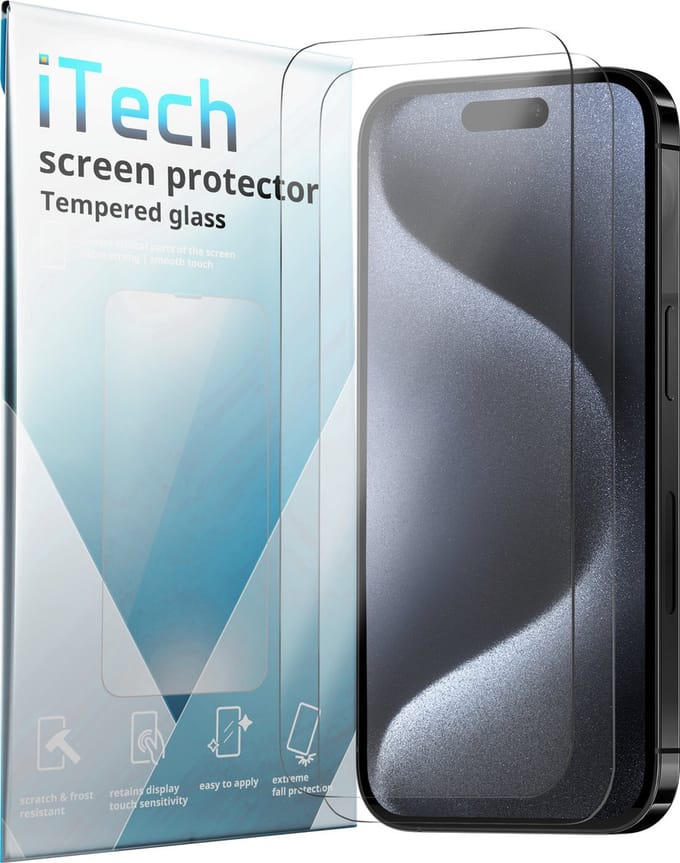 Screenprotector - Geschikt voor iPhone 15 Pro Max Tempered Glass - 2 stuks screen protector – beschermglas