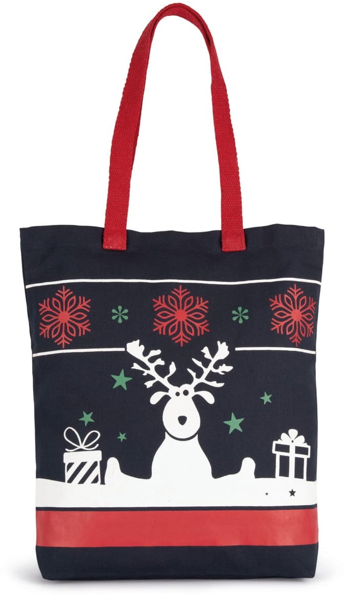 Kimood Shopper met kerstmotieven KI0733 - Night Navy - One size