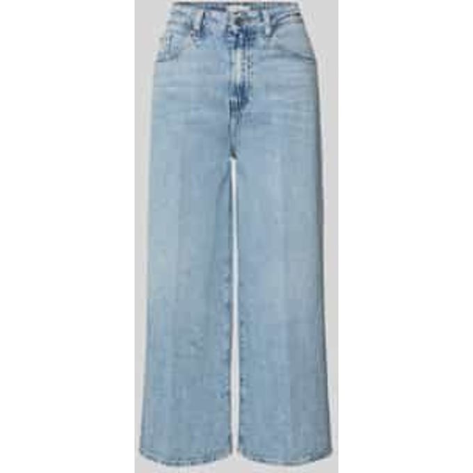 Regular fit wide leg jeans van puur katoen