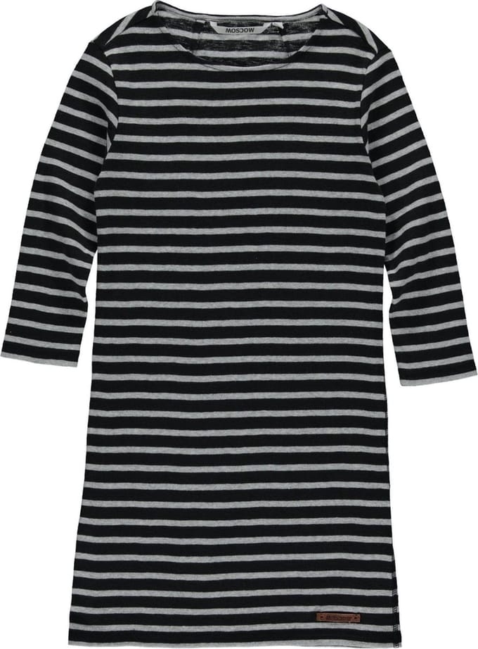 Jurk Moscow - Antra Black/ Light Grey Melange - Gestreept - Maat 152