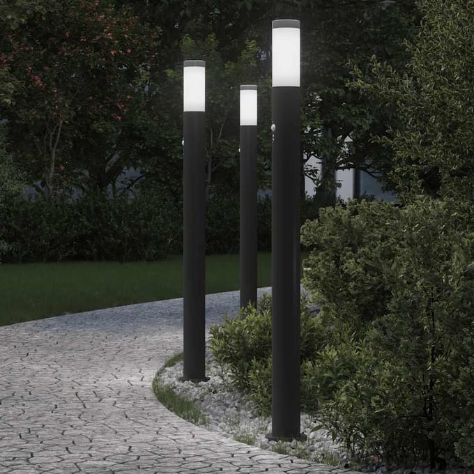 vidaXL Bolderverlichting met sensor 3 stuks 110 cm RVS IP44