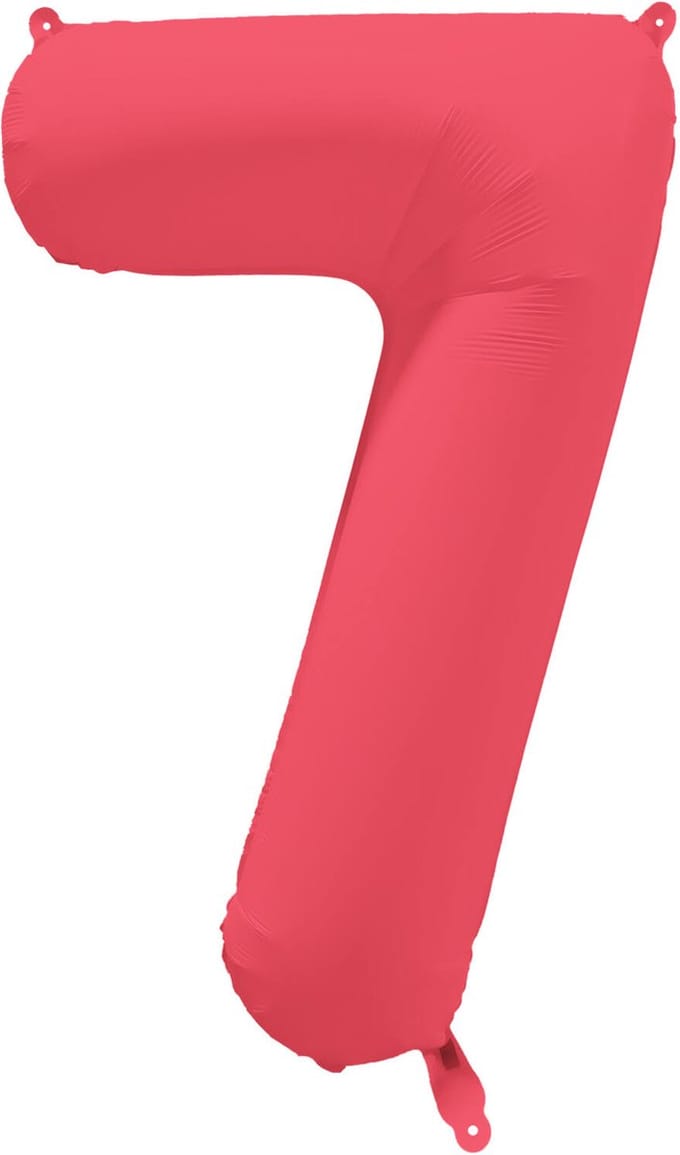 Riethmüller - Folieballon cijfer 7 - neon rood - 86 cm