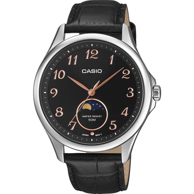 Casio Casio Collection MTP-M110L-1AVER Horloge - Leer - Zwart - Ø 41 mm