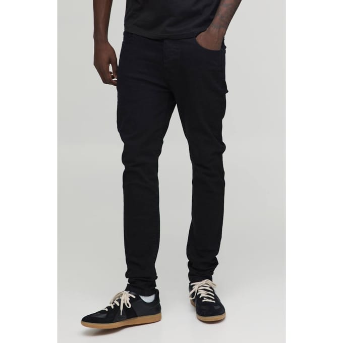 Essential Skinny Fit Stretch Washed Jeans | True Black | Size 48R