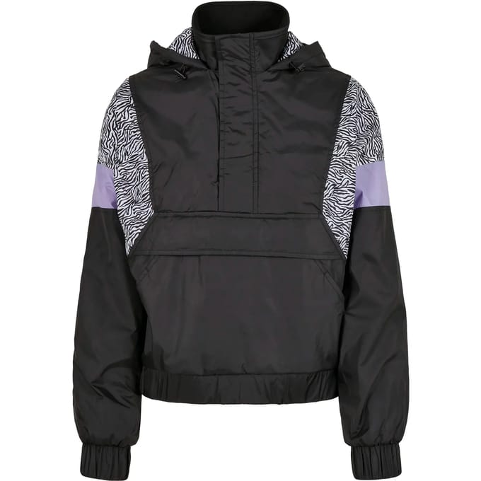 Urban Classics - AOP Mixed black/zebra Pullover Jas - S - Zwart/Wit
