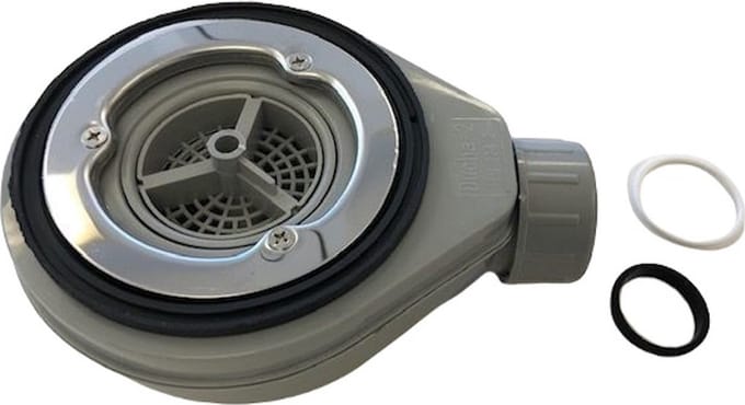 Douchebak sifon Solid grijs met zeefje, inbouwhoogte 60mm