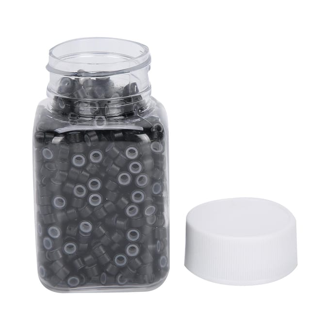 Hairextensie Ring Loops Siliconen Bekleed Micro Ringetjes Links Aluminium Hairextensie Tool 1# Zwart gray