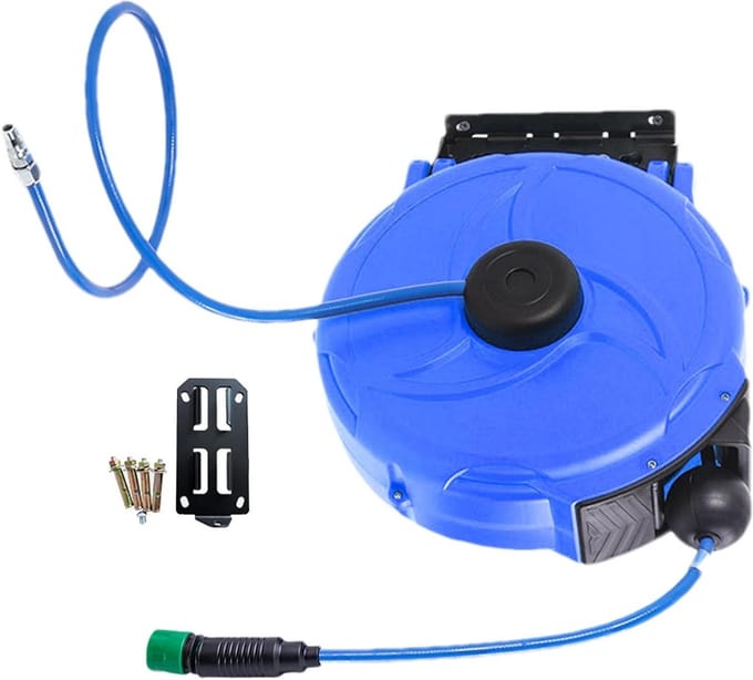 Tuinslanghaspel - Waterslanghouder - Tuinonderhoud - Soepele intrekking - 12 meter - Grijs
