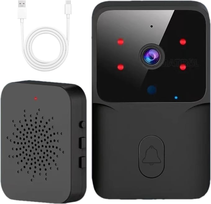Videodeurbel met camera - Slimme deurbel - Veiligheid thuis - Directe smartphone meldingen - 40 x 90 mm - Zwart