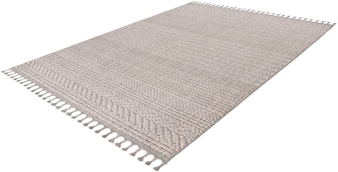 Lalee Luxor Vloerkleed - Berber Tapijt - Laagpolig - Zilver - 3D-effect - Boho-modern Design