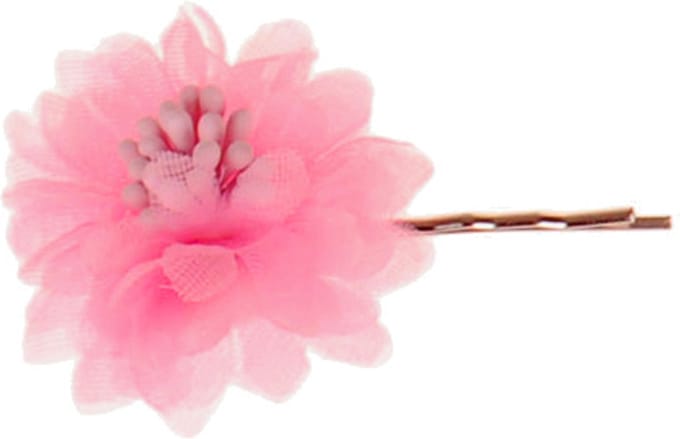 Schuifspeldje Bloemetje Roze Organza - 3,5cm