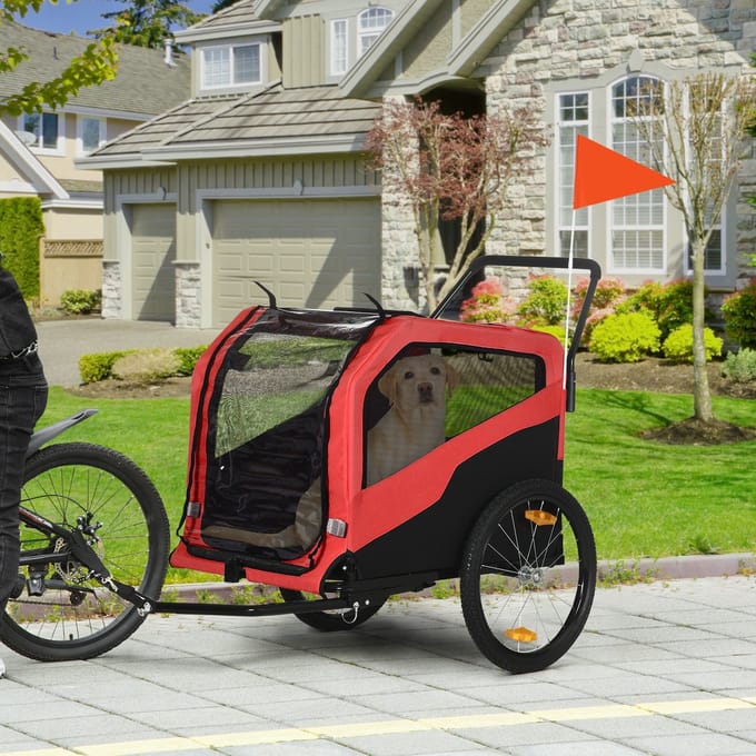 MODFU - Hondenbuggy En Fietskar - 2-In-1 - Met Ventilatievensters - Rood - 170 x 77 x 90 cm