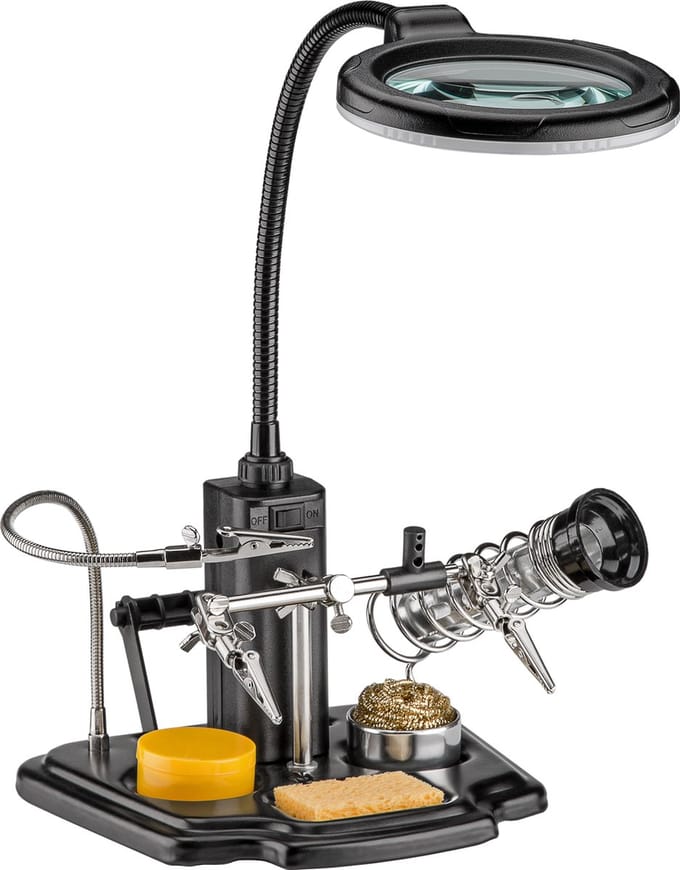 Fixpoint Soldering aid with LED lamp black