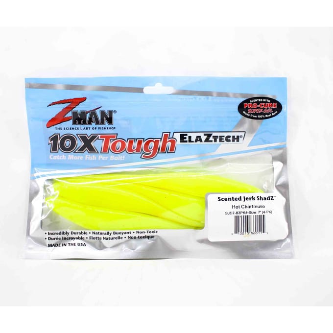 Zman Soft Lure Jerk ShadZ Geparfumeerd 7 Inch 4/Pack Hot Chart (0115)