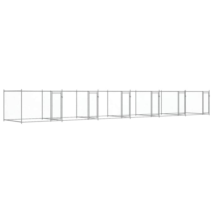 Chenil pour chien avec portes Gris 12 x 2 x 1,5 m Acier galvanisé