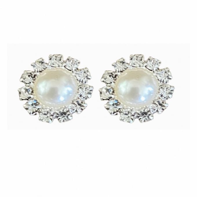 Allergievrije Oorbellen- Synthetische Parel- Strass- 1 cm