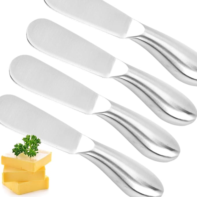 Solidchoice - Set van 4 Roestvrijstalen Botermessen en Kaasmessen voor de Keuken
