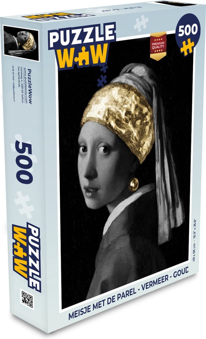 Puzzel Meisje met de parel - Vermeer - Goud - Legpuzzel - Puzzel 500 stukjes
