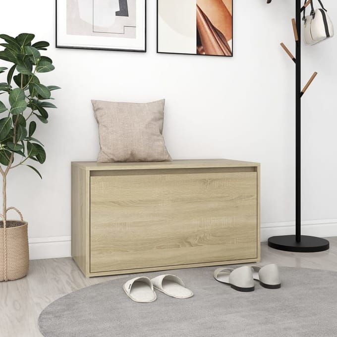 vidaXL - Halbank - 80x40x45 - cm - bewerkt - hout - sonoma - eikenkleurig