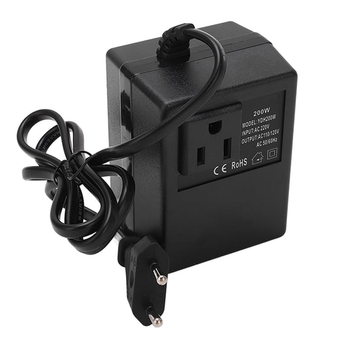 Reisadapter met Spanningsomvormer Universele Reisstekkeradapter 200W Maximum black