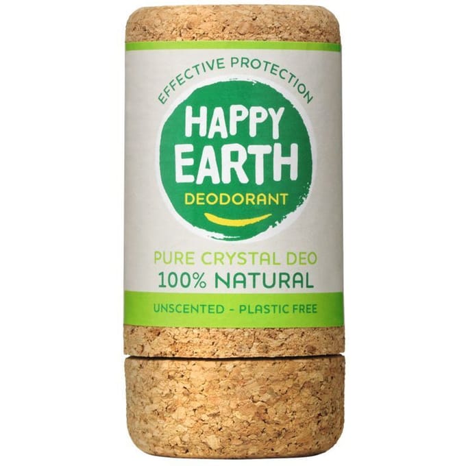 Happy Earth Crystal Deodorant Stick Unscented - 100% Natuurlijk - Aluinsteen - 24 Uur Bescherming - Plasticvrij - 90 g