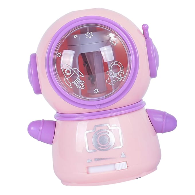 Ruimtevaarder Potloodslijpers Cartoon Schattig Veilig Flexibel Elektrische Potloodslijper voor Klaslokaal Huis Roze gray