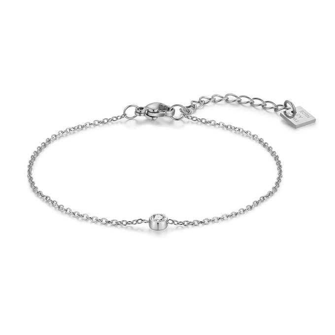 Twice As Nice Armband in edelstaal, 1 kristal, 4 mm 16cm+3cm
