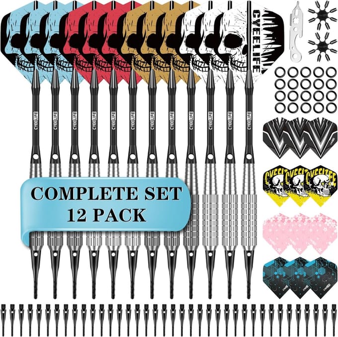 Dartpijlen Set - Soft Darts - Elektronisch Darten - Set van 12 - 15/17 gram - Zwart